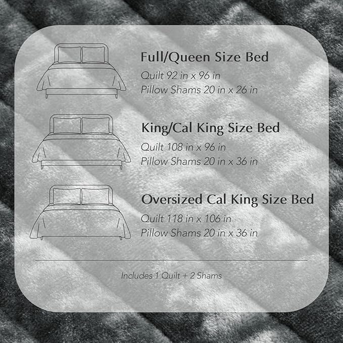 EVERGRACE Velvet Quilt Set Queen Size, Luxurious Soft Striped Channel Bedding - Image 9