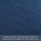 Yiran Navy Blue Quilt Set King Size Fall Bedspreads Embossed Diamond Pattern 3 - Image 5