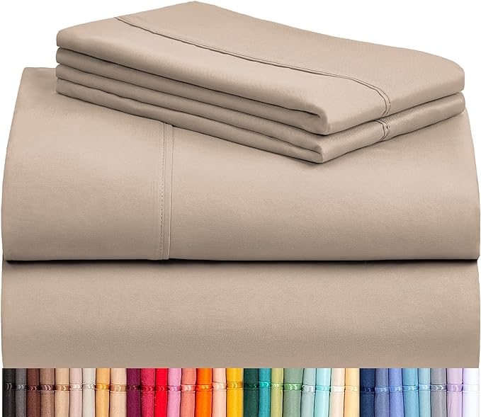 LuxClub 4 PC Queen Sheet Set, Breathable Luxury Bed Sheets, Deep Pockets 18" by LuxClub