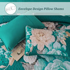 WONGS BEDDING Teal Boho Floral Quilt Set King, 3 Pieces Elegant Flower - Image 6