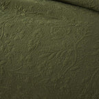 Brandream Olive Green Floral Vine Cotton Quilt Set King Size Luxury Scalloped - Image 4
