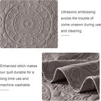 WURUIBO Dark Gray Quilt Set King/Cal King Size, Embossing Microfiber Bedspreads - Image 5