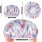 4 PCS Shower Caps for Women, Printing Bath Caps, Double Layers Shower Cap - Image 4