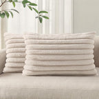 Pallene Faux Fur Plush Lumbar Throw Pillow Covers 12x20 Set of 2, Luxury Soft by PALLENE