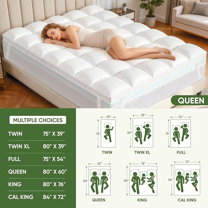 5 Inch King Size Mattress Topper, Memory Foam Mattress Toppers-2.5" Gel Cooling - Image 8