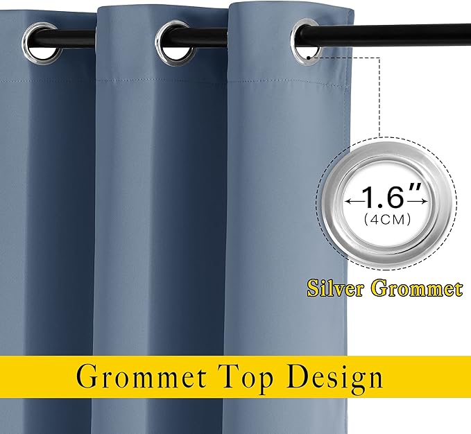 NICETOWN Stone Blue Blackout Doorway Curtains 80 inches Long, Grommet Light - Image 2