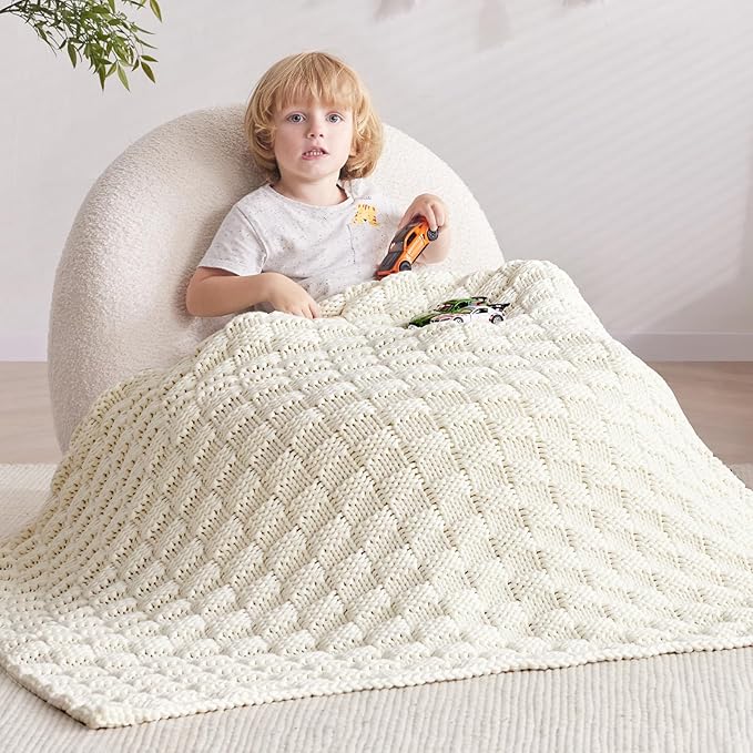 Knitted Weighted Blanket Kids, No Beads Heavy Blanket 36” x 48'' 3lbs, by Unknown