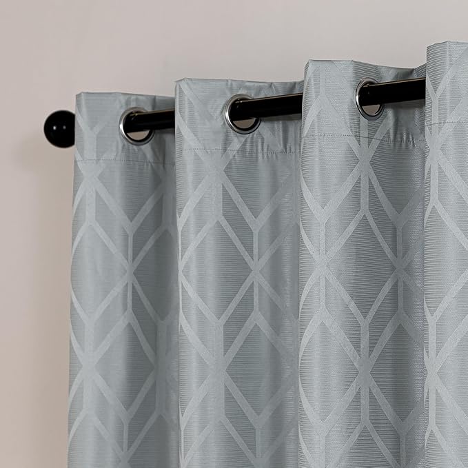 Amazon Basics Jacquard 2-Piece 100% Blackout Curtains, Living Room and Bedroom - Image 2