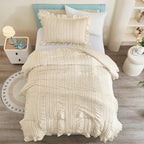 WONGS BEDDING Comforter Set Twin, 3 Pieces Ruffle - Image 5
