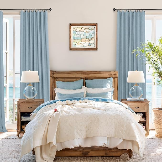 Dusty Blue Curtains for Nursery Girls Boy Bedroom 72 Inch Length 2 Panels - Image 3