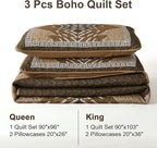 Dintszyayue Brown Quilt Set King Size Boho Aztec Texture Bedspread Coverlet Set - Image 8