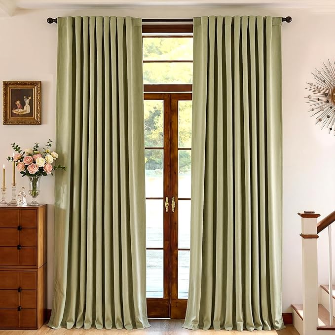jinchan Chenille Blackout Curtains 108 Inches Long Sage Green Thermal Insulated - Image 6