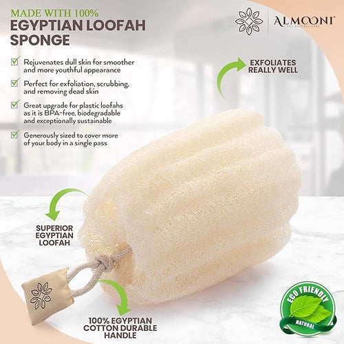 Almooni Egyptian Loofah Exfoliating Body Scrubber, Natural Real Egyptian Shower - Image 2