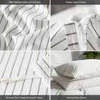MooMee Striped Duvet Cover Set 100% Washed Cotton Linen Like Textured - Image 6