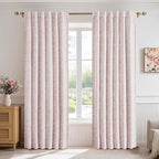 Beauoop Pink Floral Jacquard Blackout Curtains 72 Inches Long 2 Panels - Image 2