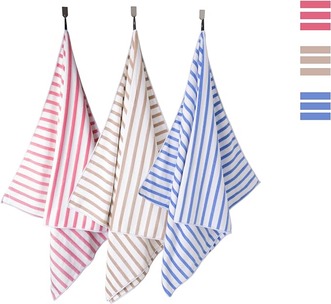 JML Beach Towels Set of 2, Large Microfiber Bath Towel Cabana Stripe, Quick - Image 6