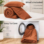 Love's cabin Terracotta Queen Comforter Set, 3-Piece Prewashed Bed Set - Image 8