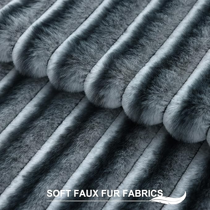 Pallene Faux Fur Plush Throw Pillow Covers 22x22 Set of 2, Luxury Soft Fluffy - Image 2