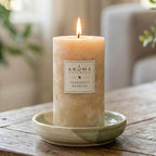Aroma Naturals Ginger and Clove Essential Oil Beige Scented Pillar Candle - Image 4
