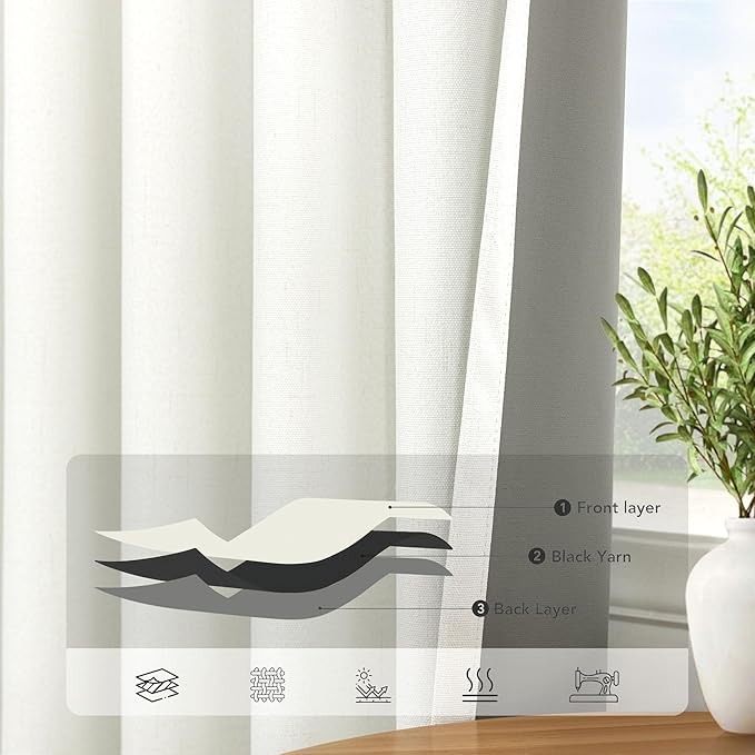 120 Inches Extra Long Curtains for Living Room 2 Panels Faux Linen Darkening - Image 4
