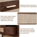 LEYAOYAO 31.5" Wide Rattan Night Stand, Large Boho Nightstand, Bedside Table - Image 5