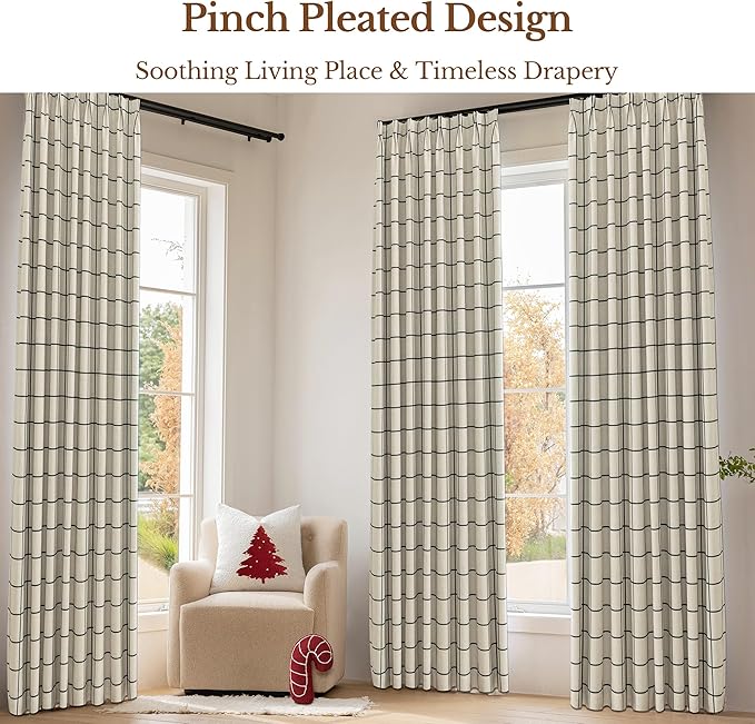 Plaid Pinch Pleated Curtains - Image 3