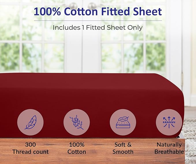 ROYALE LINENS 300 Thread Count 100% Long Staple Combed Cotton Fitted Sheet Queen - Image 3