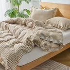 Gingham Duvet Cover Full Size, 3 Pieces Soft Breathable Microfiber Plaid - Image 4