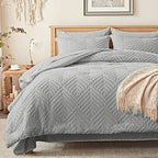 Zzlpp King Comforter Set 7 Pieces, Light Grey Tufted Bed in a Bag - Image 2
