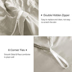 JELLYMONI Beige Duvet Cover Twin Size, Soft Breathable Seersucker Duvet Cover - Image 6