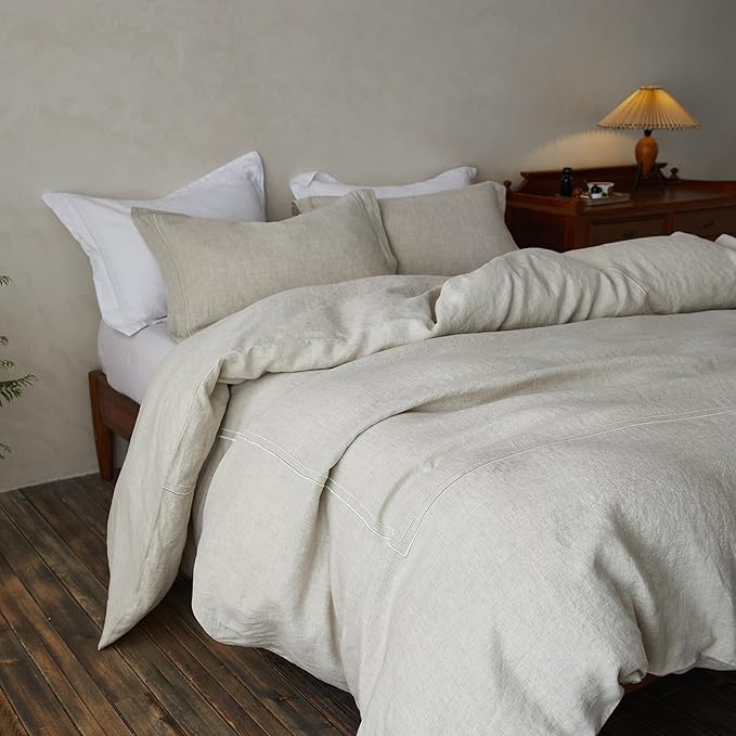 Simple&Opulence 100% Washed Linen Duvet Cover Set 78"x86" - Image 2