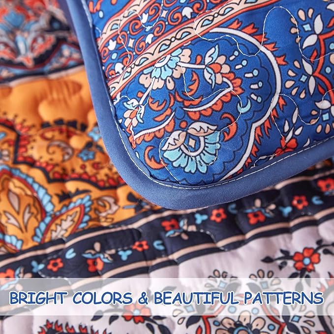 WONGS BEDDING Boho Quilt Set California King, Lightweight Microfiber Bed Decor - Image 6