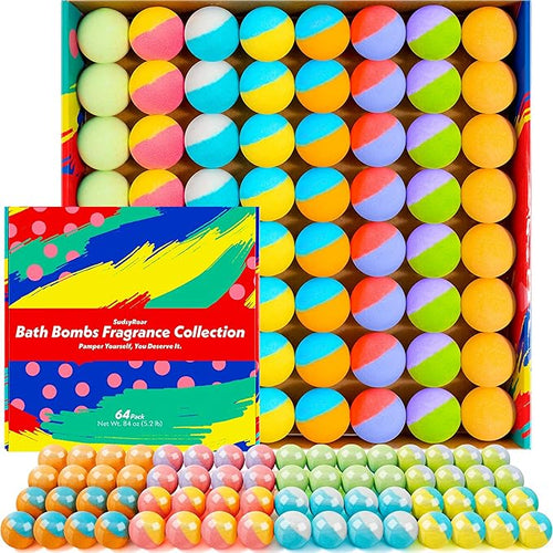 64 Pack Natural Bath Bombs Bulk Set – 8 Scents, Organic Ingredients, by Unknown
