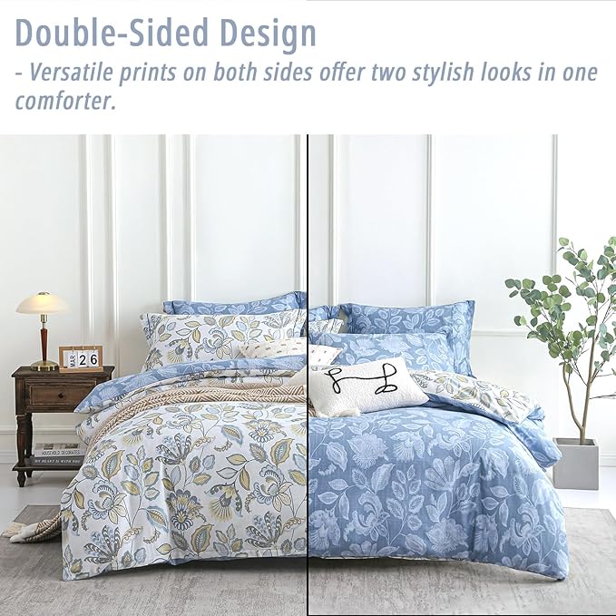 LEMIROE Vintage Botanical Cotton Comforter King Size 3PC - Image 4