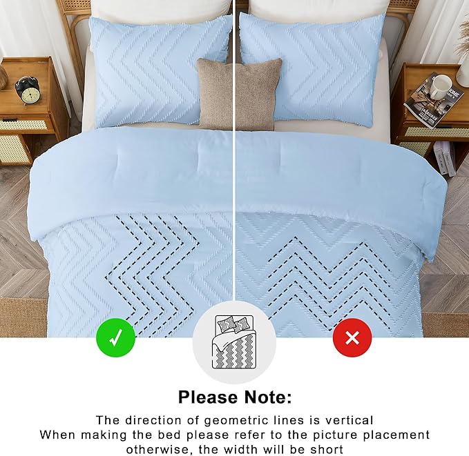 Andency Light Blue Comforter Set Full Size, Boho Soft Warm Tufted Neutral - Image 5