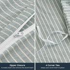 Wake In Cloud - Striped Cotton Duvet Cover Set, 100% Washed Cotton Textured - Image 7