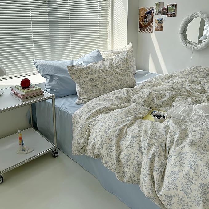 mixinni Blue Floral Duvet Cover Twin Size - Image 8