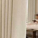 jinchan Chenille Blackout Curtains 84 Inches Long 2 Panels Beige Thermal by JINCHAN