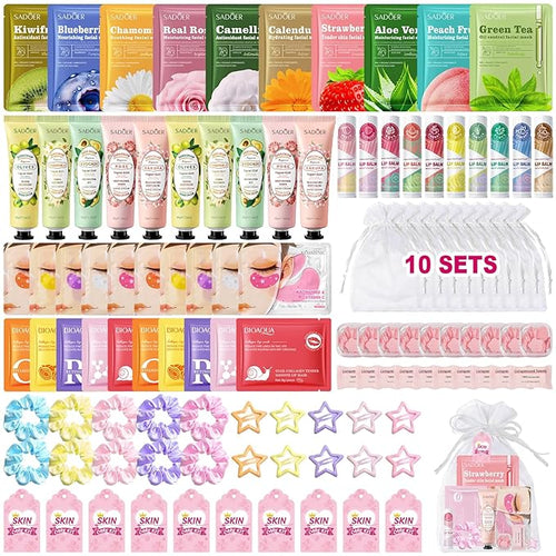 110 PCS Spa Party Supplies for Girls, Includes Face Masks, Hand Cream, Lip Balm by Amdele