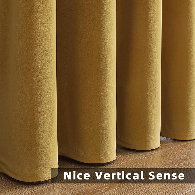 Joydeco Brown Velvet Curtains 120 inch Length 2 Panels, Luxury Blackout Rod - Image 8