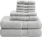 Madison Park 800GSM Bathroom Towel Set of 8 100% Cotton Bath Towel Set by MADISONPARK