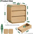 Modern Nightstand Set of 2, 23.2" Large Wood Night Stand - Image 3