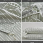 MooMee Striped Duvet Cover Set 100% Washed Cotton Linen Like Textured - Image 6