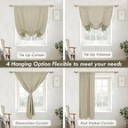 DriftAway Double Layer Linen Blackout Tie Up Curtains Thermal Insulated Fully - Image 6