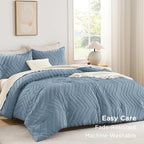 Andency Greyish Blue California King Comforter Set, Boho Cal King Soft Warm - Image 3