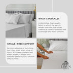 Linen Home 100% Cotton Percale Weave Fitted Sheet, Queen Size, Dove Grey - Image 4