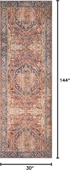 Loloi Layla Collection LAY-08 Red/Navy 2'-6" x 12'-0" .13" Thick Runner Rug - Image 2