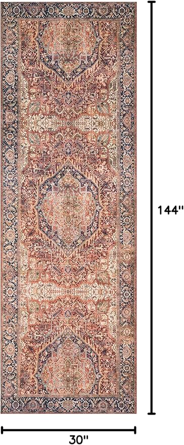 Loloi Layla Collection LAY-08 Red/Navy 2'-6" x 12'-0" .13" Thick Runner Rug - Image 2