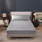 Homiest Luxury Light Grey Satin Fitted Twin Size Deep Pocket Bed Sheet - Image 7