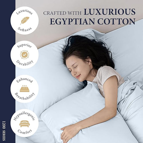 100% Egyptian Cotton Queen Pillow Cases Set of 2 - Image 2
